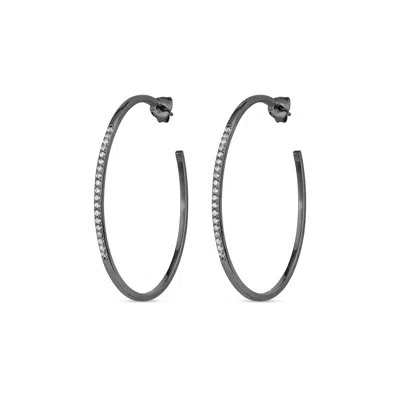 Sally Skoufis Women's Black / White Adventure Earrings With Man Made Cz Diamond Stimulant In Sterling Silver & Bla In Multi