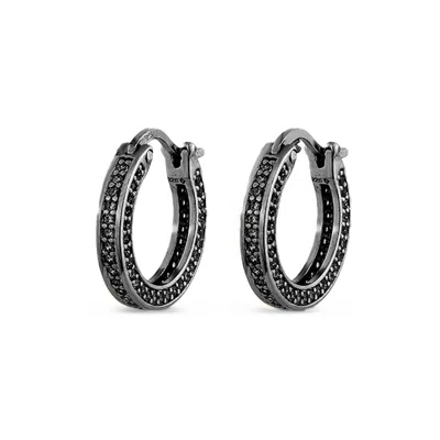 Sally Skoufis Women's Black / White Boundless Earrings With Man Made Cz Diamond Stimulant In Sterling Silver & Pre In Multi