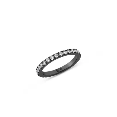 Sally Skoufis Women's Black / White Complete Ring With Man Made Cz Diamond Stimulant In Sterling Silver & Black Rh In Multi