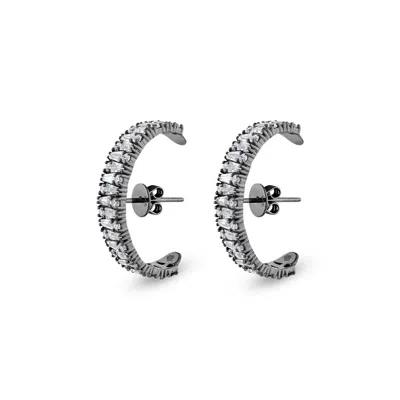 Sally Skoufis Women's Black / White Culture Earrings With Man Made Cz Diamond Stimulant In Sterling Silver & Premi In Multi