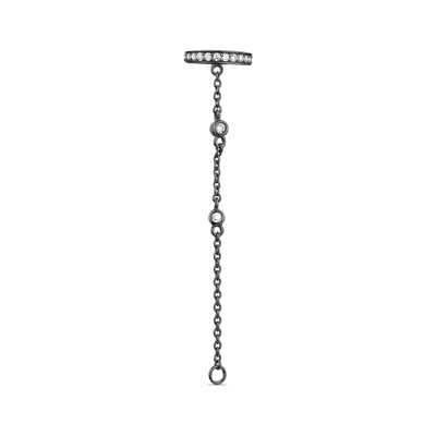 Sally Skoufis Women's Black / White Edge Chain Ear Cuff With Man Made White Diamonds In Black Rhodium In Black/white
