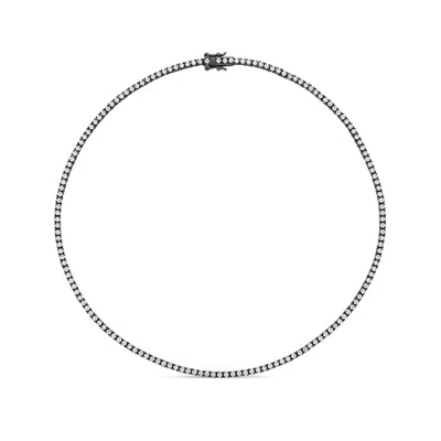 Sally Skoufis Women's Black / White Flirtation Necklace With Man Made Cz Diamond Stimulant In Sterling Silver & Bl In Multi