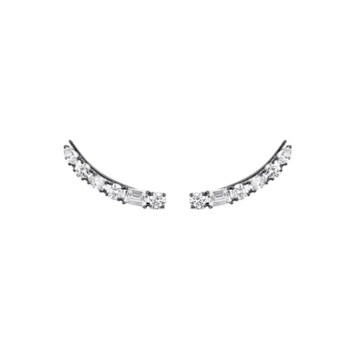 Sally Skoufis Women's Black / White Hybrid Climber With Man Made Cz Diamond Stimulant In Sterling Silver & Premium In Multi