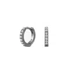 Sally Skoufis Women's Black / White Light Huggie Earrings With Man Made Cz Diamond Stimulant In Sterling Silver & 