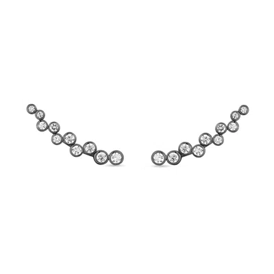Sally Skoufis Women's Black / White Minx Ear Climber With Man Made White Diamonds In Black Rhodium In Multi