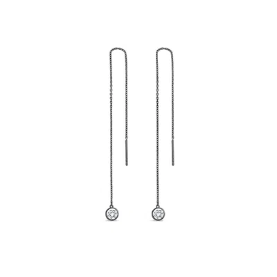Sally Skoufis Women's Black / White Minx Solitaire Drop With Man Made White Diamonds In Black Rhodium In Black/white