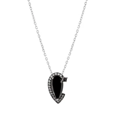 Sally Skoufis Women's Black / White Nourish Necklace Petite With Natural Black Diamond & Man Made Cz Diamond Stimu In Multi