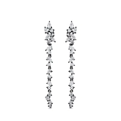 Sally Skoufis Women's Black / White Renewed Earrings With Man Made Cz Diamond Stimulant In Sterling Silver & Premi In Multi