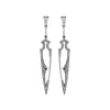 Sally Skoufis Women's Black / White / Silver Shield Earrings With Natural Black Diamond & Man Made White Cz Diamon In Multi