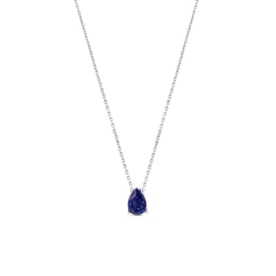 Sally Skoufis Women's Blue / Silver Pure Droplet Necklace Petite With Natural Lapis Lazuli In Sterling Silver In Multi