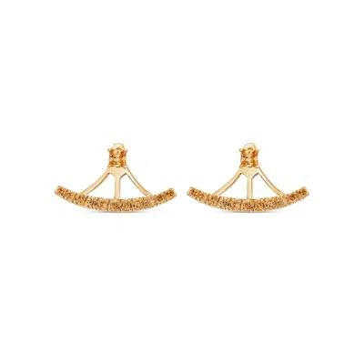 Sally Skoufis Women's Complete Ear Jacket With Man Made Champagne Cz Diamond Stimulant In18k Gold Vermeil