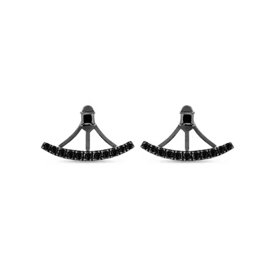 Sally Skoufis Women's Complete Ear Jacket With Man Made Cz Diamond Stimulant In Black Rhodium