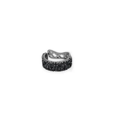 Sally Skoufis Women's Culture Ear Cuff With Man Made Cz Diamond Stimulant In Sterling Silver & Black Rhodium