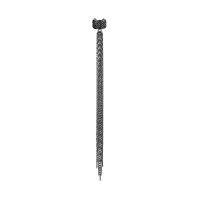 Sally Skoufis Women's Destiny Chain Ear Cuff With Man Made Cz Diamond Stimulant In Sterling Silver & Premium Black