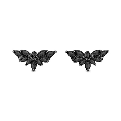 Sally Skoufis Women's Emergence Ear Climber With Man Made Cz Diamond Stimulant In Sterling Silver & Premium Black 