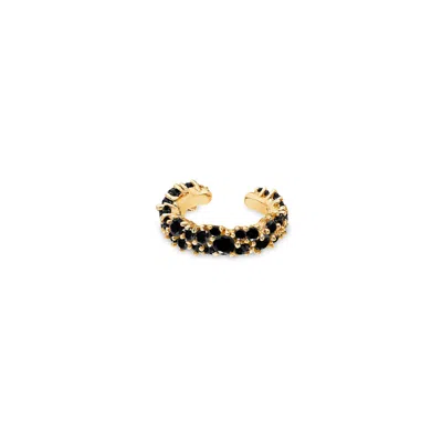 Sally Skoufis Women's Gold / Black Cosmic Ear Cuff With Man Made Black Cz Diamond Stimulant In Sterling Silver & 1 In Multi