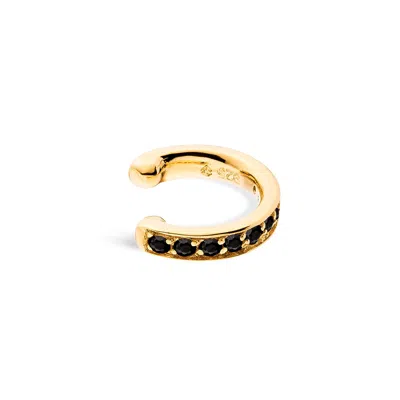 Sally Skoufis Women's Gold / Black Edge Mono Ear Cuff With Man Made Black Cz Diamond Stimulant In Sterling Silver  In Multi