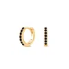 Sally Skoufis Women's Gold / Black Light Huggie Earrings With Man Made Black Cz Diamond Stimulant In Sterling Silv In Multi