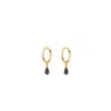 Sally Skoufis Women's Gold / Black Pure Drop Alchemy Huggie Earrings With Man Made Black Cz Diamond Stimulant In S In Multi