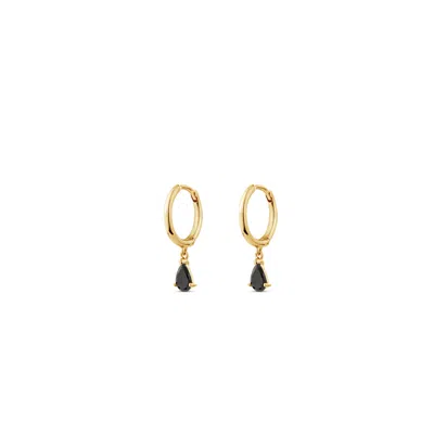 Sally Skoufis Women's Gold / Black Pure Drop Alchemy Huggie Earrings With Man Made Black Cz Diamond Stimulant In S In Multi