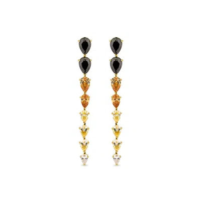 Sally Skoufis Women's Gold / Black / White Pure Drop Earrings With Man Made Mix Cz Diamond Stimulant In Sterling S In Multi