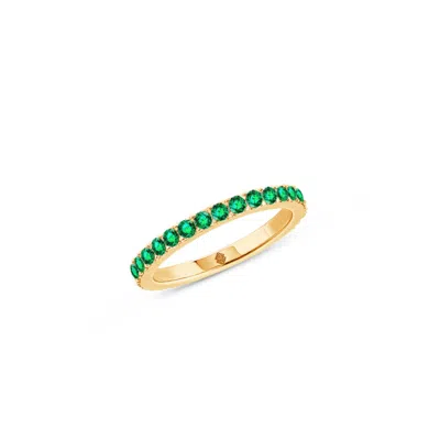 Sally Skoufis Women's Gold / Green Complete Ring With Man Made Emeralds In 18k Gold Vermeil In Multi