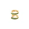 Sally Skoufis Women's Gold / Green Edge Duo Ear Cuff With Man Made Emerald In Gold In Multi
