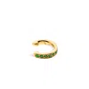 Sally Skoufis Women's Gold / Green Edge Mono Ear Cuff With Man Made Emeralds In 18k Gold Vermeil In Multi