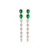 Sally Skoufis Women's Gold / Green Pure Drop Earrings With Man Made Emerald & Cz Diamond Stimulant In Sterling Sil In Multi