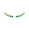 Sally Skoufis Women's Gold / Green Pure Ear Climber With Man Made Emeralds In Yellow Gold