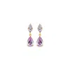 Sally Skoufis Women's Gold / Pink / Purple Temptation Earrings With Man Made Lilac Cz Diamond Stimulant In 18k Gol