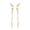 Sally Skoufis Women's Gold / White Baguette Drop Earrings With Man Made Cz Diamond Stimulant In Sterling Silver &  In Multi