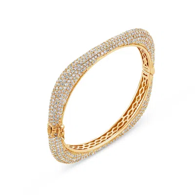 Sally Skoufis Women's Gold / White Behold Bangle With Man Made White Diamonds In Gold In Gold/white
