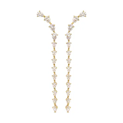 Sally Skoufis Women's Gold / White Cascade Drop Earrings With Man Made Cz Diamond Stimulant In Sterling Silver & 1 In Multi