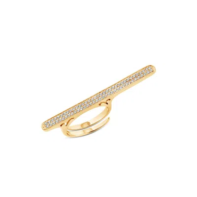 Sally Skoufis Women's Gold / White Destiny Ring With Man Made White Cz Diamond Stimulant In Sterling Silver & 18k  In Multi