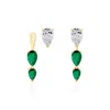 Sally Skoufis Women's Gold / White / Green Pure Cascade Petite Earrings With Man Made Emeralds & Cz Diamond Stimul