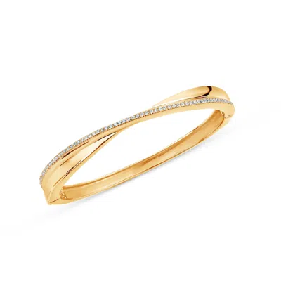 Sally Skoufis Women's Gold / White Light Bangle With Man Made White Cz Diamond Stimulant In 18k Gold Vermeil In Multi