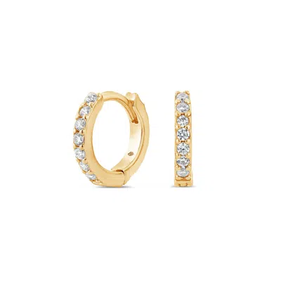 Sally Skoufis Women's Gold / White Light Huggie Earrings With Man Made White Cz Diamond Stimulant In Sterling Silv In Multi