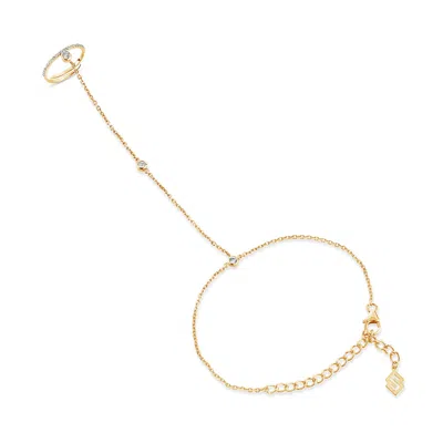 Sally Skoufis Women's Gold / White Minx Hand Chain With Man Made Cz Diamond Stimulant In 18k Gold Vermeil In Multi