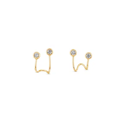 Sally Skoufis Women's Gold / White Minx Stud Climber Earring With Man Made White Diamonds In Gold In Multi