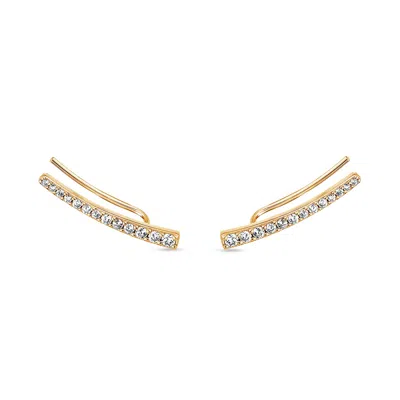 Sally Skoufis Women's Gold / White Naked Ear Climber With Man Made Cz Diamond Stimulant In Sterling Silver & 18k G In Multi