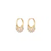 Sally Skoufis Women's Gold / White Natural Drop Huggie Earrings With Man Made Cz Diamond Stimulant In Sterling Sil In Multi