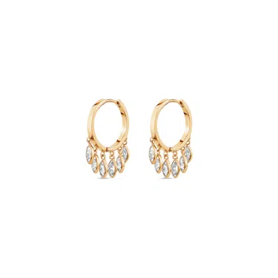 Sally Skoufis Women's Gold / White Natural Drop Huggie Earrings With Man Made Cz Diamond Stimulant In Sterling Sil In Multi