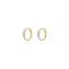 Sally Skoufis Women's Gold / White Natural Huggie Earrings Man Made Cz Diamond Stimulant In Sterling Silver & 18k  In Multi