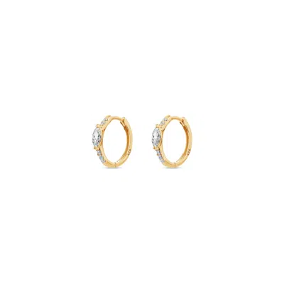 Sally Skoufis Women's Gold / White Natural Huggie Earrings Man Made Cz Diamond Stimulant In Sterling Silver & 18k  In Multi