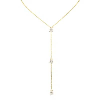 Sally Skoufis Women's Gold / White Pure Double Lariat With Man Made White Diamonds In Gold In Multi