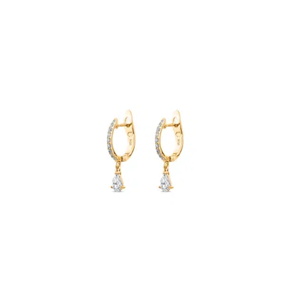 Sally Skoufis Women's Gold / White Pure Drop Huggie With Man Made White Cz Diamond Stimulant In Sterling Silver &  In Multi