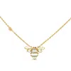 Sally Skoufis Women's Gold / White Queen Bee Necklace With Man Made Cz Diamond Stimulant & Ivory Enamel In 18k Gol