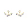 Sally Skoufis Women's Gold / White Reflection Ear Jacket With Natural White Pearl & Man Made Cz Diamond Stimulant 