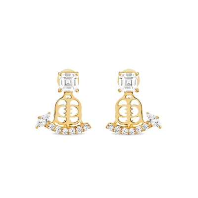 Sally Skoufis Women's Gold / White Revival Ear Jacket With Man Made Cz Diamond Stimulant In Sterling Silver & 18k  In Multi
